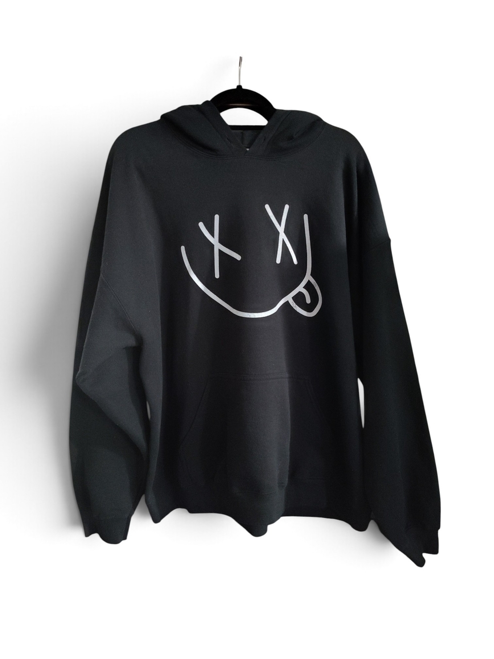 Gildan Black "X" Eye Smiley Face Pullover Hoodie Size XL - unisex sweater